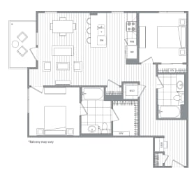Two bedroom Two bathroom C  at Kinley West LA, Los Angeles