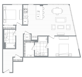 Two bedroom Two bathroom F  at Kinley West LA, Los Angeles, California