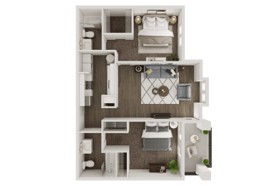 a floor plan of a bedroom with a bed and a bathroom