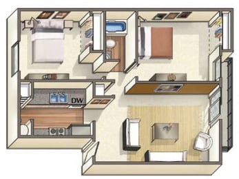 Two bedroom one bathroom