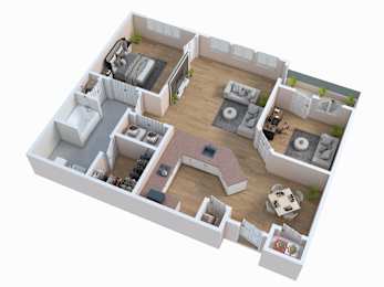 a floor plan of a house with a bedroom and a living room