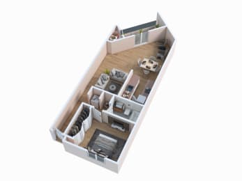 a floor plan of a house with a bedroom and a living room