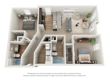 a 3 bedroom floor plan is shown in this illustration