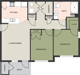2 Bedroom, 1 Bath, Accessible