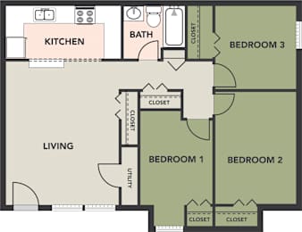 3 Bedroom, 1 Bath