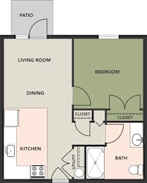 Linton 1 Bedroom Accessible Unit  Floorplan