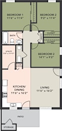 3 Bedroom, 1 Bath