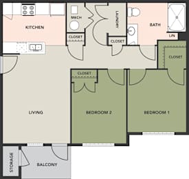 2 Bedroom, 1 Bath, Accessible