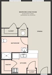 A diagram of a house layout with labeled rooms such as bedroom, living room, kitchen, and bathroom.