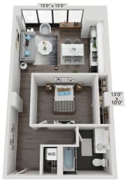 1 bedroom floor plan | The Montrose Apartments in Chicago, IL