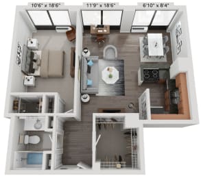 one bedroom floor plan | The Montrose Apartments in Chicago, IL