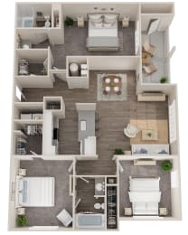 a floor plan of a 3 bedroom apartment