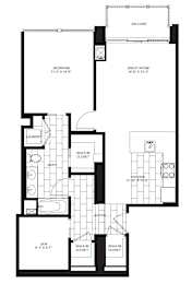 1 Bed 1 Bath Floorplan h at Flair Tower Apartments, Chicago, IL 60654