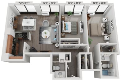 2 bedroom floor plan | The Montrose Apartments in Chicago, IL