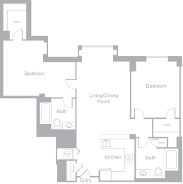 2 bed 2.5 bath 2G Floor Plan1,131 Sq. Ft. at L Seven, San Francisco, CA