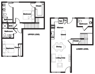2 bed 2.5 bath 2J Floor Plan | 1,153-1,156 Sq. Ft. at L Seven, San Francisco, 94103