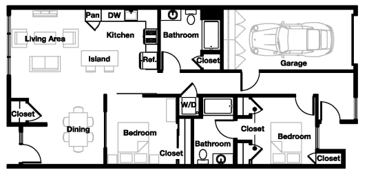 2 bed 2 bath 2K Floor Plan | 1,461-1,481 Sq. Ft. at L Seven, CA 94103