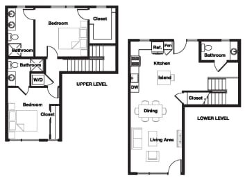 2 bed 2.5 bath 2L Floor Plan | 1,208-1,229 Sq. Ft. at L Seven, San Francisco
