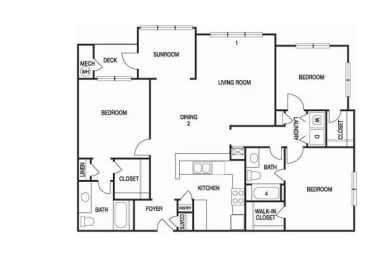 3 Bed 2 Bath Floor Plan | 1,450 Sq. Ft. at Willowest in Lindbergh, Atlanta