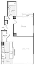 A3 1 Bed 1 Bath FloorPlan | 659 Sq. Ft. at Skye at Belltown Apartments, Seattle, WA 98121