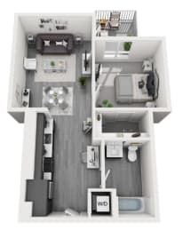 1 Bedroom plan with 613 Sq. Ft. at Olive DTLA, Los Angeles, CA, 90015