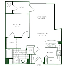 1 Bed  1 Bath Floor Plan | 812 Sq. Ft. at Sorrel at Warner Center, CA, 91367