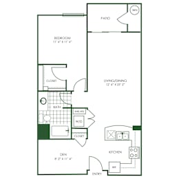 1 Bed  1 Bath Floor Plan | 958 Sq. Ft. at Sorrel at Warner Center, Woodland Hills, California, 91367