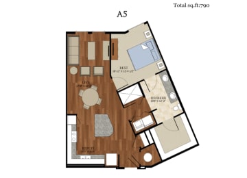 A5 Floor Plan at Abstract at Design District, Dallas, 75207