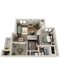 Bed 1 Bath Floor Plan | 810 Sq. Ft. at Ashford Belmar Apartments, Colorado, 80226