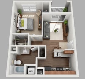 a 3d drawing of the floor plan of a bedroom