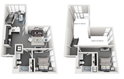 2 Bedroom Floor plan with 1,169 Sq. Ft. at Olive DTLA, Los Angeles, CA, 90015