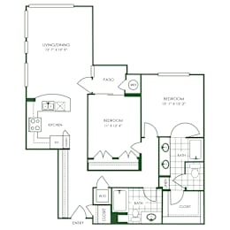 2 Bed 2 Bath Floor Plan | 1,351 Sq. Ft. at Sorrel at Warner Center, CA, 91367