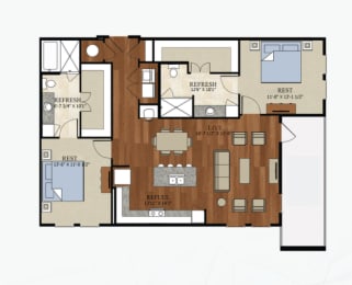 B3 Floor Plan at Abstract at Design District, Dallas, TX, 75207