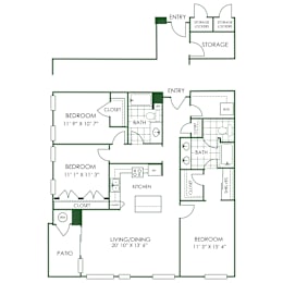 3 Bed 2 Bath Floor Plan | 1,484 Sq. Ft. at Sorrel at Warner Center, Woodland Hills, 91367