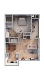 1 Bed 1 Bath Floor Plan with 779 Sq. Ft. at The Links at Plum Creek, Castlerock, CO, 80104