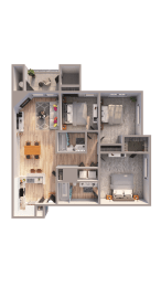 3 Bed 2 Bath Floor Plan with 1,189 Sq. Ft. at The links at Plum Creek Apartments, Castlerock CO