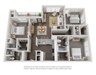 3 Bed 2 Bath Floor Plan | 1,372 Sq. Ft. at Willowest in Collier Hills, Atlanta, GA