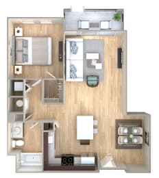 1 Bed 1 Bath Floor Plan | 774 Sq. Ft. at One Plantation in Plantation, Florida 33324