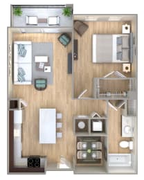 1 Bed 1 Bath Floor Plan | 750 Sq. Ft. at One Plantation in FL 33324