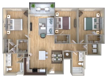 3 Bed 2 Bath Floor Plan | 1,330 Sq. Ft. at One Plantation in Florida 33324