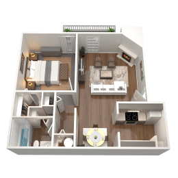 1 Bed 1 Bath Floor Plan | 645 Sq. Ft. at The Annaline in Nashville, TN