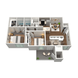 2 Bed 2 Bath Floor Plan | 1,092 Sq. Ft. at The Annaline in Nashville, TN 37217