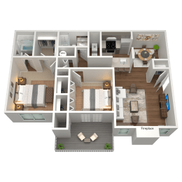 2 Bed 2 Bath Floor Plan | 1,042 Sq. Ft. at The Annaline in Tennessee 37217