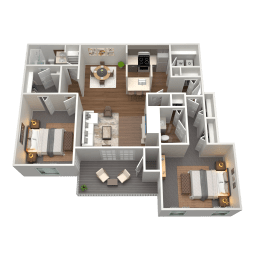 2 Bed 2 Bath Floor Plan | 1,202 Sq. Ft. at The Annaline in Nashville, Tennessee 37217