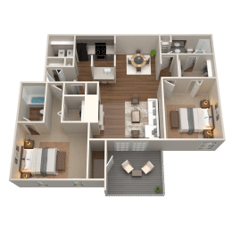 2 Bed 2 Bath Floor Plan | 1,173 Sq. Ft. at The Annaline in Nashville, TN