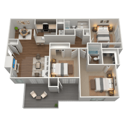 2 Bed 2 Bath Floor Plan | 1,294 Sq. Ft. at The Annaline in TN 37217