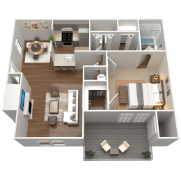 1 Bed 1 Bath Floor Plan | 789 Sq. Ft. at The Annaline in Nashville, Tennessee