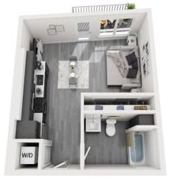 Studio Floor plan with 509 Sq. Ft. at Olive DTLA, Los Angeles, California