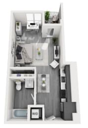 Studio Floor plan with 501 Sq. Ft.  at Olive DTLA, Los Angeles, California