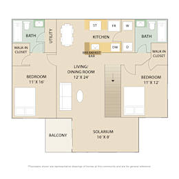 2 Bed 2 Bath Floor Plan | 1,200 Sq. Ft at Country Club Lakes, Jacksonville, FL